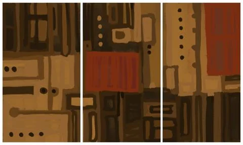 Modern interior triptych 스톡 일러스트