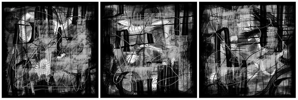 Modern interior triptych 스톡 일러스트