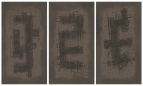 Modern interior triptych Illustrazione stock