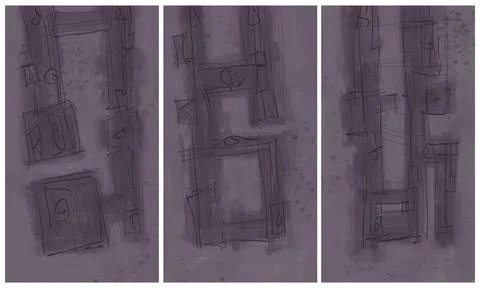 Modern interior triptych Illustrazione stock