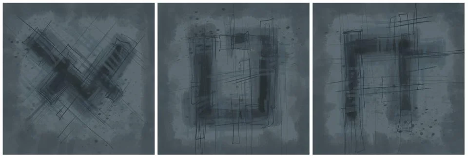 Modern interior triptych 스톡 일러스트