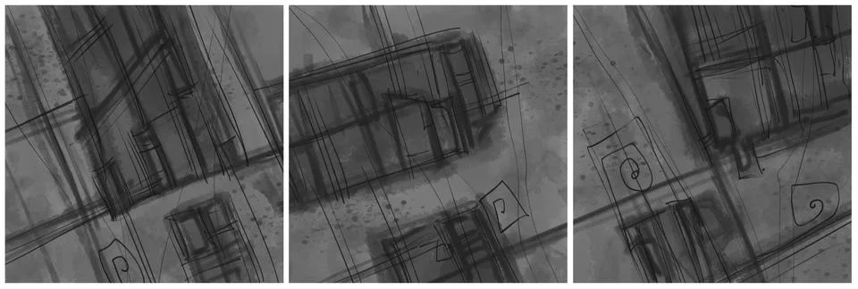 Modern interior triptych イラスト素材