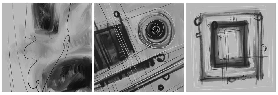 Modern interior triptych 스톡 일러스트