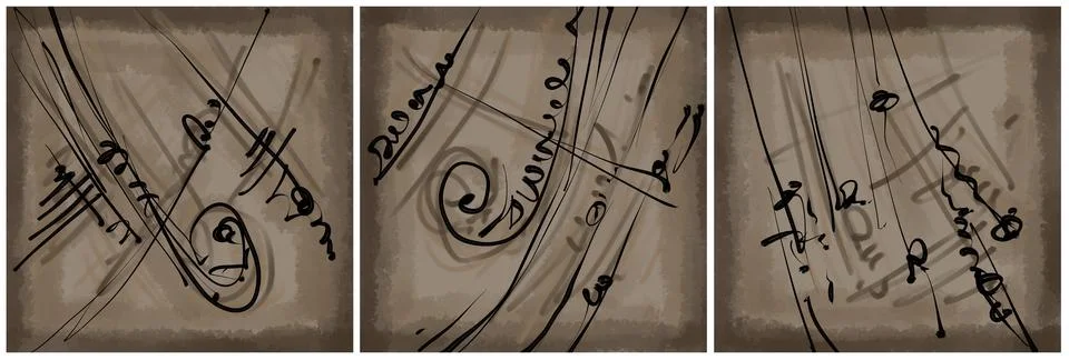 Modern interior triptych Illustrazione stock