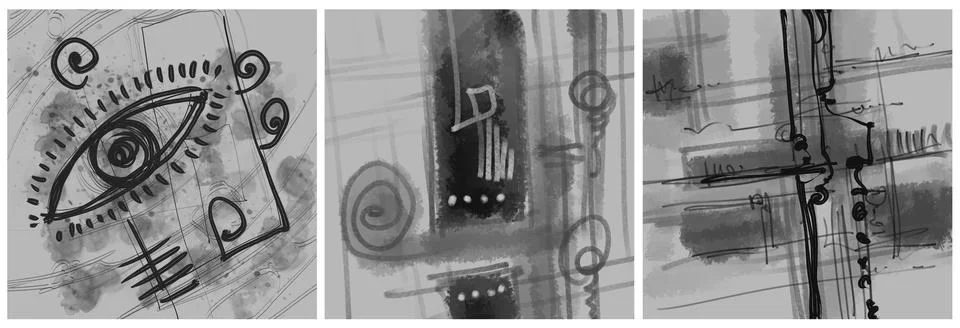 Modern interior triptych Illustrazione stock