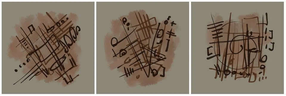 Modern interior triptych 스톡 일러스트