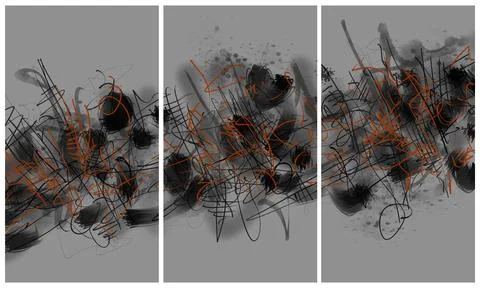 Modern interior triptych イラスト素材