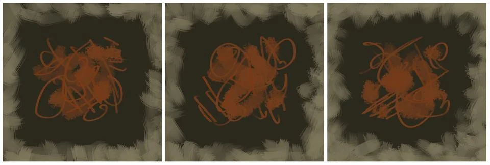 Modern interior triptych Stock Illustration