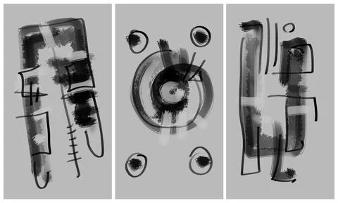 Modern interior triptych Stockillustratie