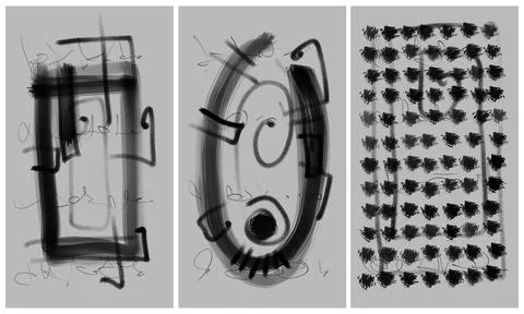 Modern interior triptych Stockillustratie