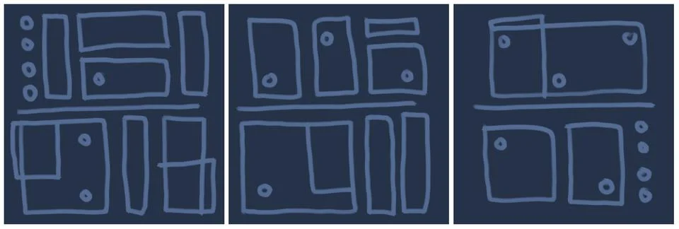 Modern interior triptych 스톡 일러스트