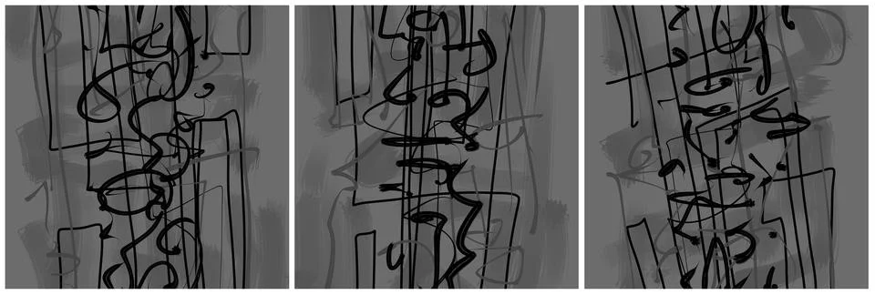 Modern interior triptych Stock Illustration