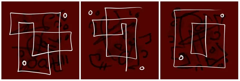 Modern interior triptych Stock Illustration