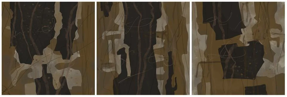 Modern interior triptych Stock Illustration