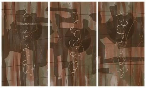 Modern interior triptych Stock Illustration
