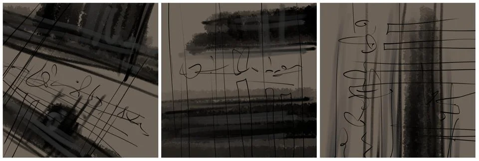 Modern interior triptych Stock Illustration