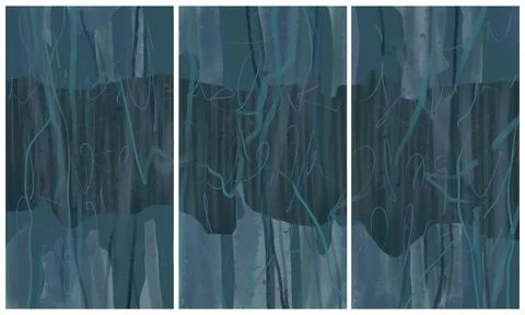 Modern interior triptych Illustrazione stock
