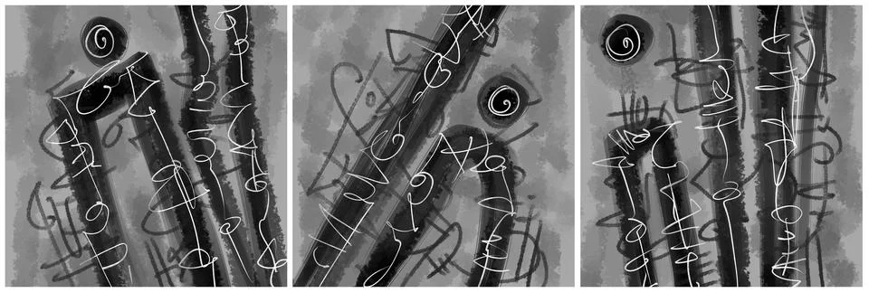 Modern interior triptych Stock Illustration