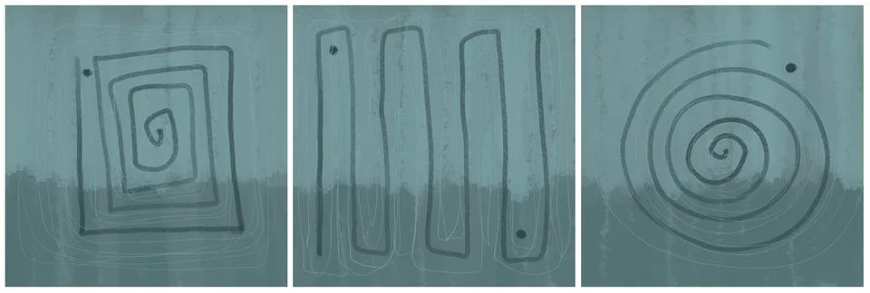 Modern interior triptych 스톡 일러스트