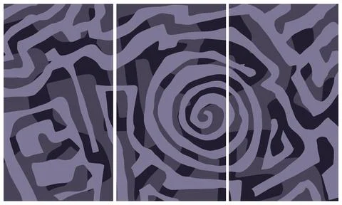Modern interior triptych 스톡 일러스트