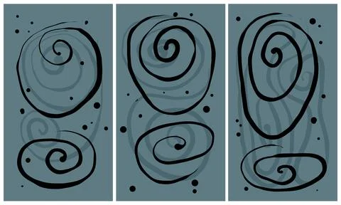 Modern interior triptych Stock Illustration