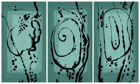 Modern interior triptych Illustrazione stock