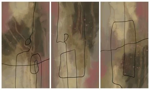 Modern interior triptych Illustrazione stock