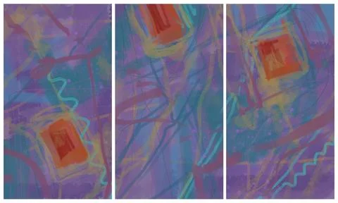 Modern interior triptych Stock Illustration