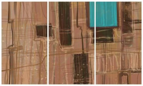 Modern interior triptych Illustrazione stock