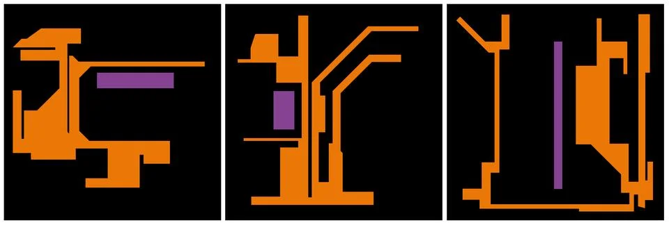 Modern interior triptych 스톡 일러스트