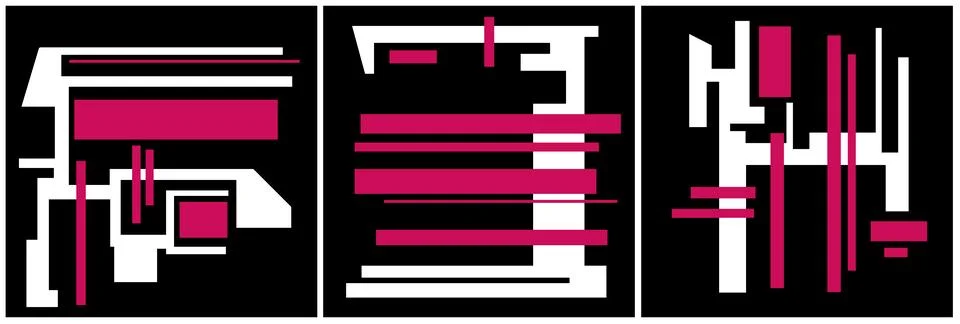 Modern interior triptych Illustrazione stock