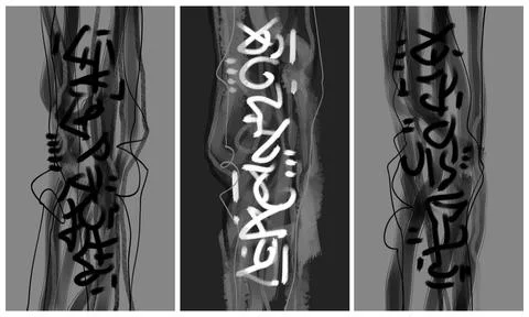 Modern interior triptych Stock Illustration