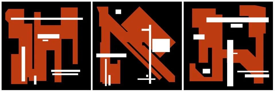 Modern interior triptych Stockillustratie