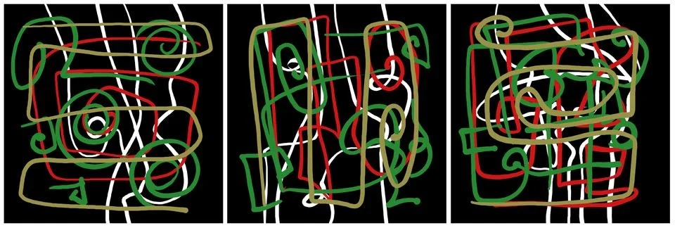 Modern interior triptych Stockillustratie