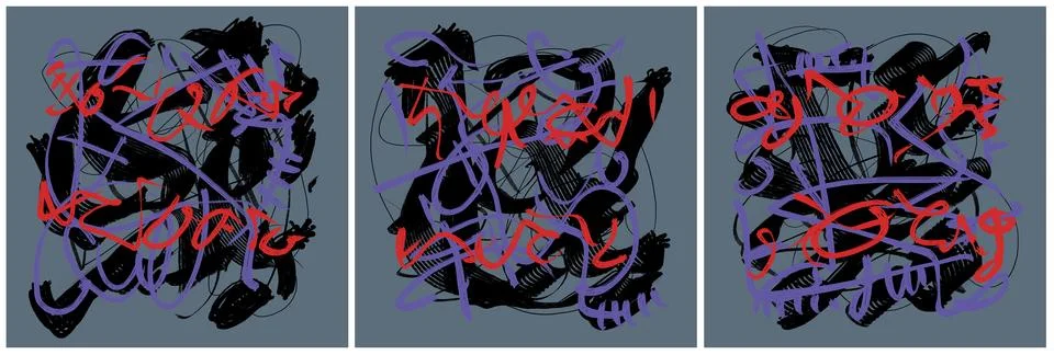 Modern interior triptych Stockillustratie