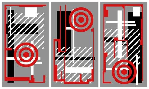 Modern interior triptych イラスト素材