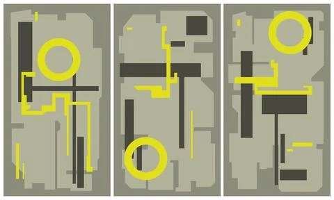 Modern interior triptych Stock Illustration