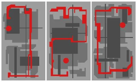 Modern interior triptych Stockillustratie