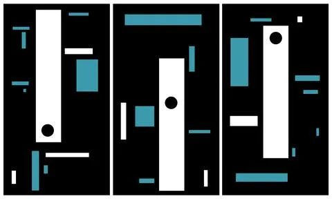 Modern interior triptych Illustrazione stock