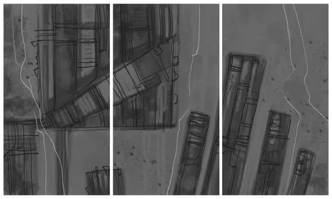 Modern interior triptych Illustrazione stock