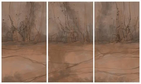 Modern interior triptych Illustrazione stock