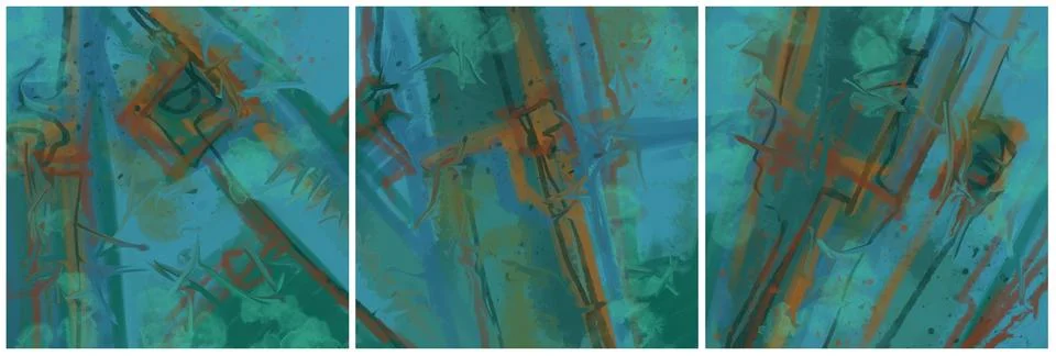 Modern interior triptych Stock Illustration