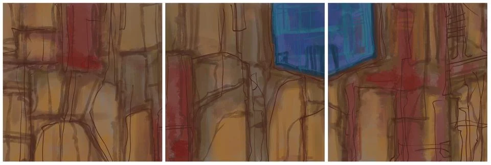 Modern interior triptych Stock Illustration