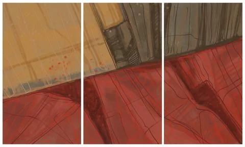 Modern interior triptych Illustrazione stock