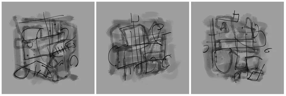 Modern interior triptych Stockillustratie