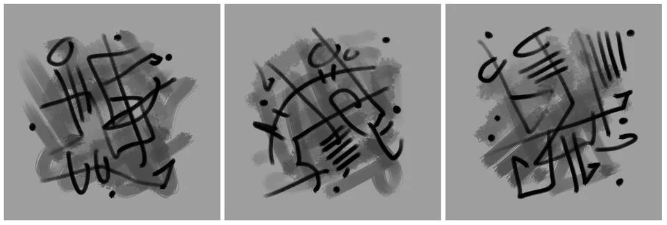 Modern interior triptych Stock Illustration