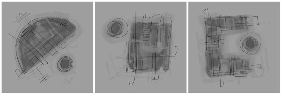 Modern interior triptych Stock Illustration