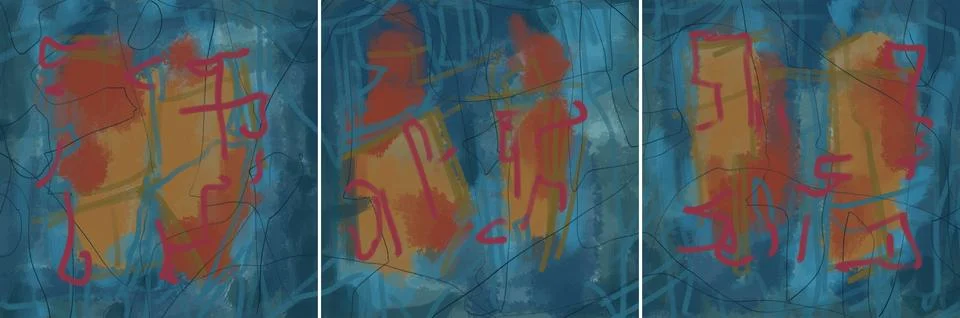 Modern interior triptych Illustrazione stock