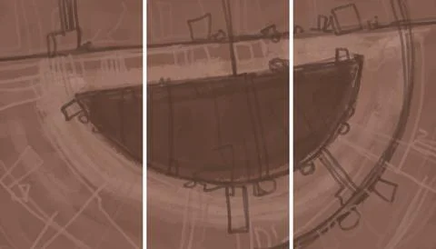 Modern interior triptych Illustrazione stock