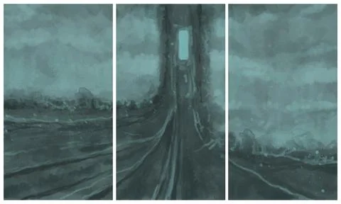 Modern interior triptych Illustrazione stock